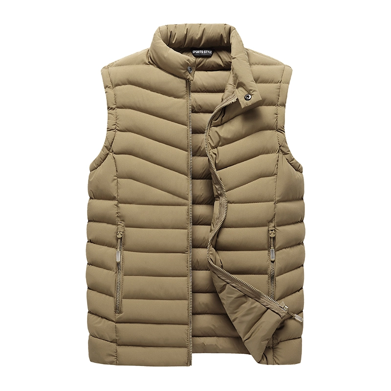 Solid Color Puffer Quilted Men Vest Padded Jacket Padding Fake Down