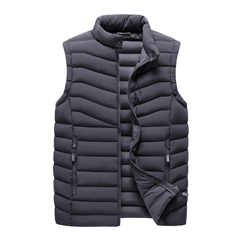 Solid Color Puffer Quilted Men Vest Padded Jacket Padding Fake Down