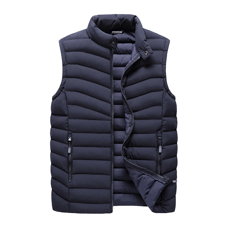 Solid Color Puffer Quilted Men Vest Padded Jacket Padding Fake Down